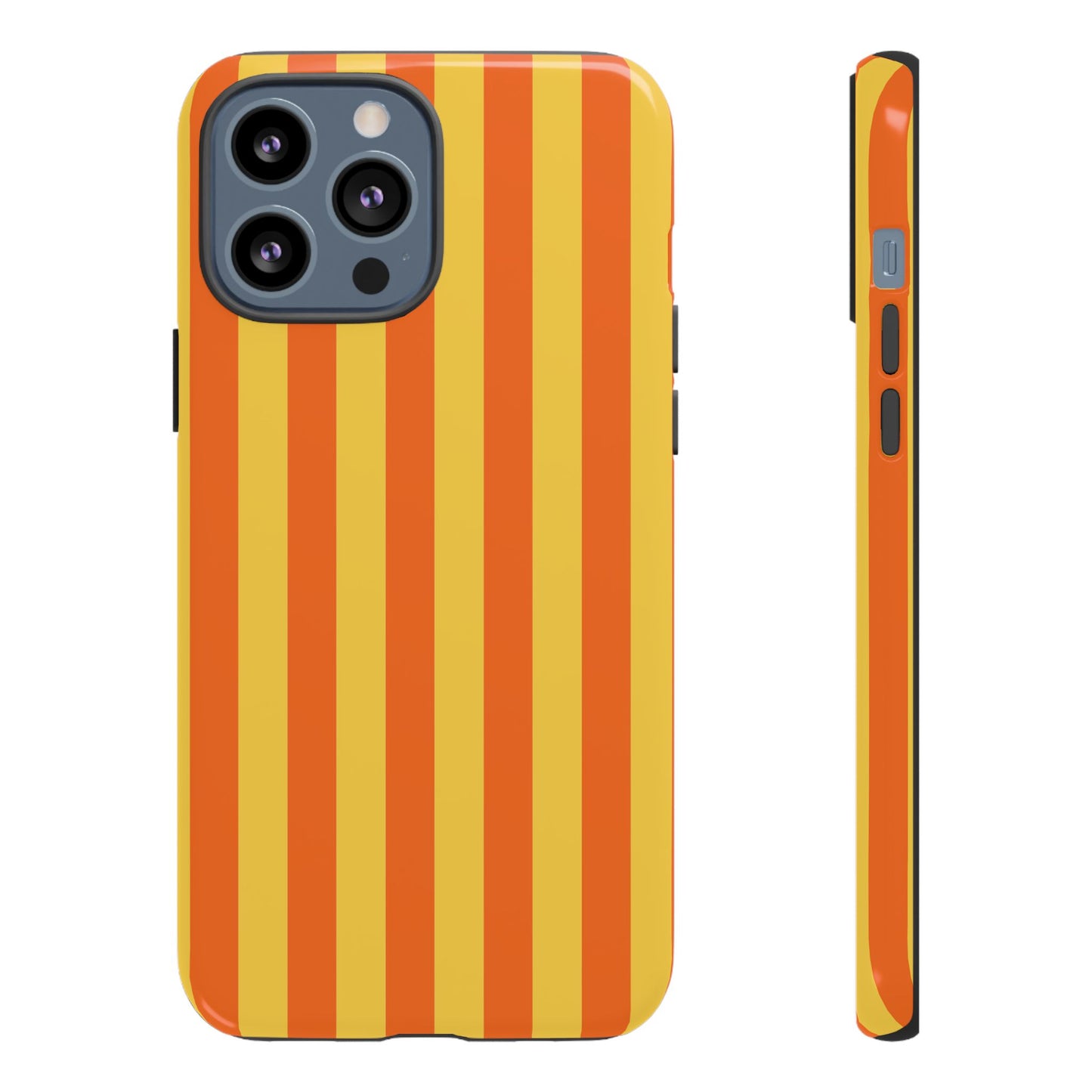 iPhone 13 Pro Max / Glossy Phone Case - Trendy Orange & Yellow Stripe Pattern Phone Case