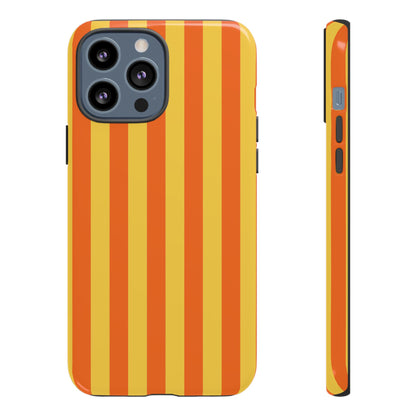 iPhone 13 Pro Max / Glossy Phone Case - Trendy Orange & Yellow Stripe Pattern Phone Case