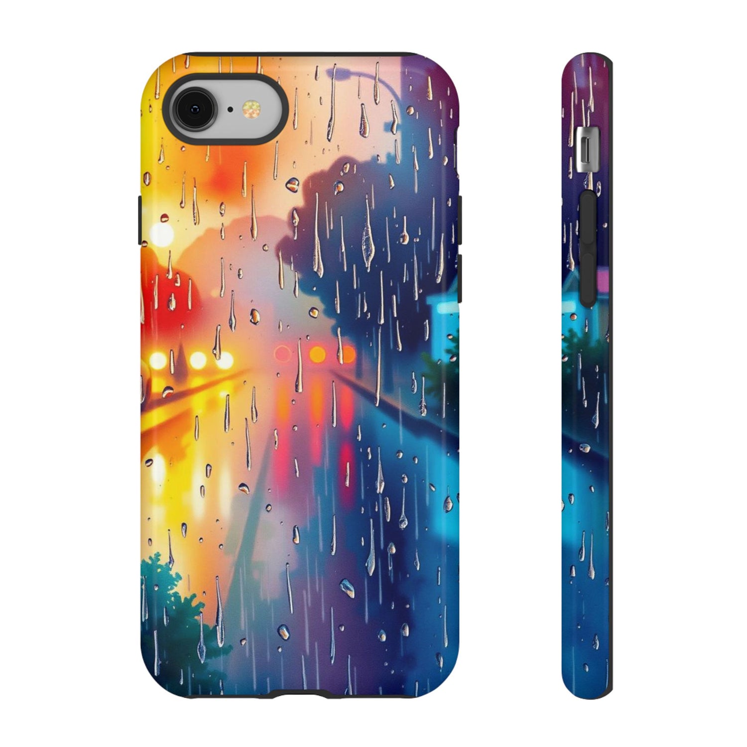 iPhone 8 / Glossy Phone Case - Electric Rain Watercolour Design Phone Case