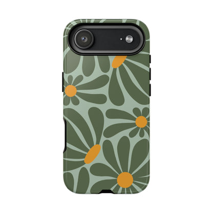 Retro Green Daisy Pattern Phone Case - Green Phone Case - iPhone 17 Air / Glossy