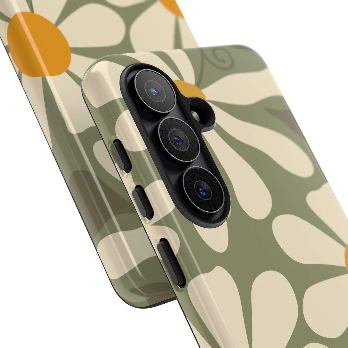 Retro Green Daisy Pattern #2 Phone Case - Green Phone Case