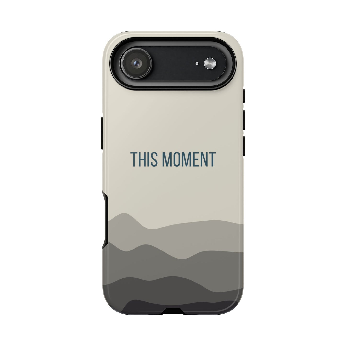 iPhone 17 Air / Glossy Phone Case - Minimalist Cream Waves ’This Moment’ Statement Phone Case