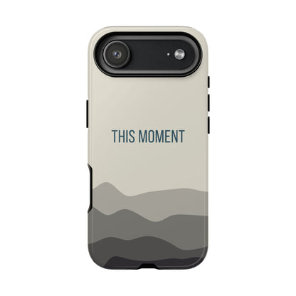 iPhone 17 Air / Glossy Phone Case - Minimalist Cream Waves ’This Moment’ Statement Phone Case