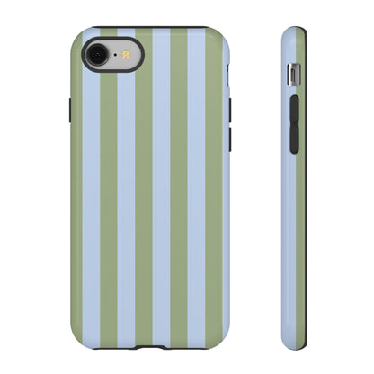 Trendy Ice Blue & Green Stripe Pattern Phone Case - Blue Phone Case - iPhone 8 / Glossy