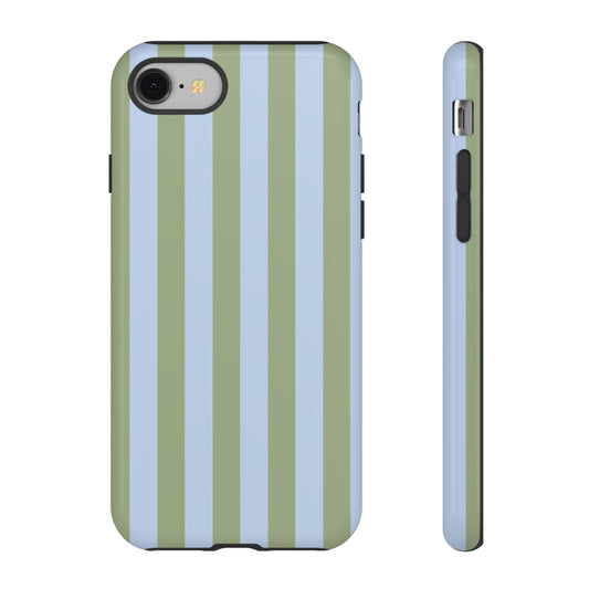 Trendy Ice Blue & Green Stripe Pattern Phone Case - Blue Phone Case - iPhone 8 / Glossy