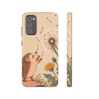 Whimsical Cream Hedgehog and Dandelion Phone Case - White Phone Case - Samsung Galaxy S20 FE / Glossy