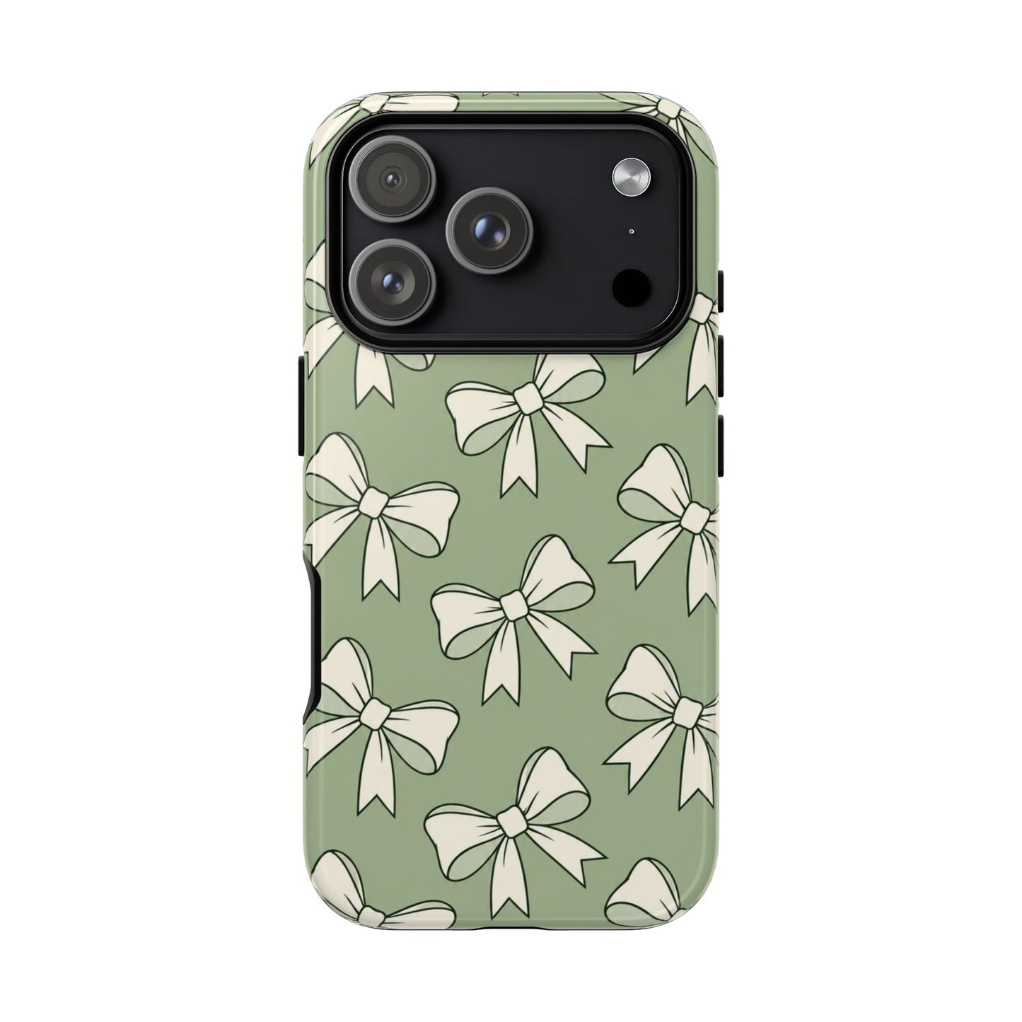 Chic Sage Green Bow Pattern Phone Case
