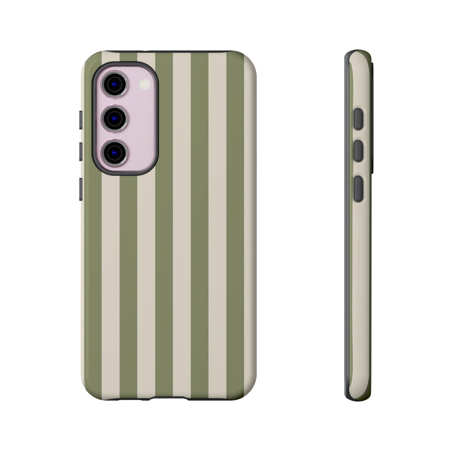 Samsung Galaxy S23 Plus / Glossy Phone Case - ’Olive & Beige Stripe Pattern’ Phone Case
