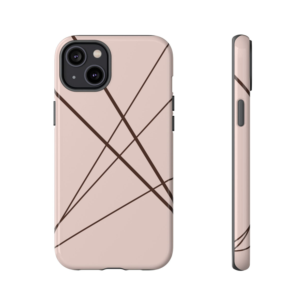 Abstract Pink with Brown Lines Phone Case - Pink Phone Case - iPhone 14 Plus / Glossy
