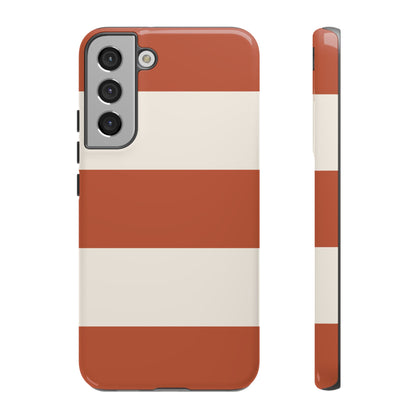 Samsung Galaxy S22 Plus / Glossy Phone Case - Terracotta Horizontal Stripe Pattern Phone Case