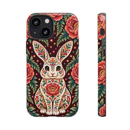 Cute Terracotta and Teal Calavera Bunny Phone Case - Phone Case - iPhone 13 Mini / Glossy