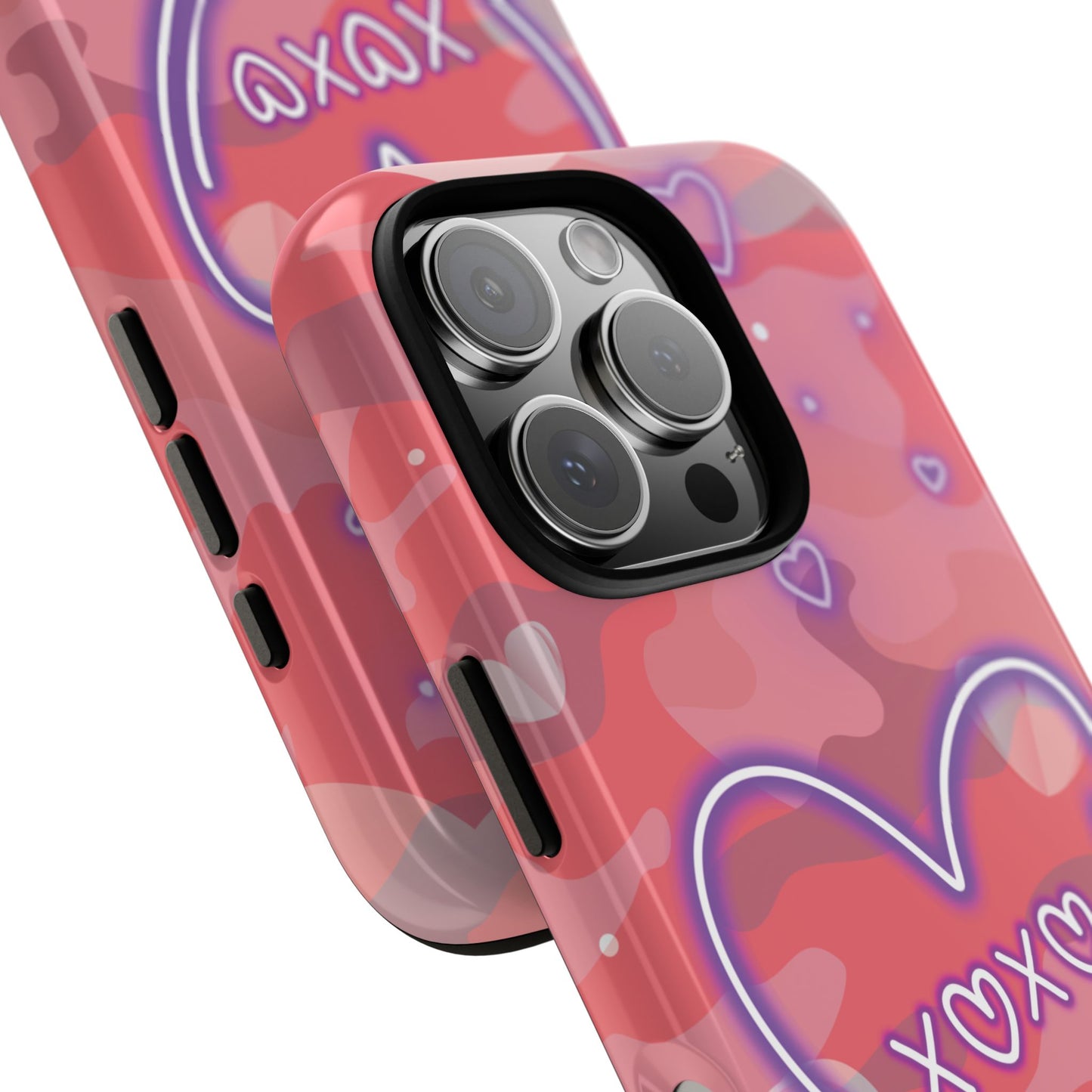 Love Heart Neon Camo Phone Case - Pink Phone Case