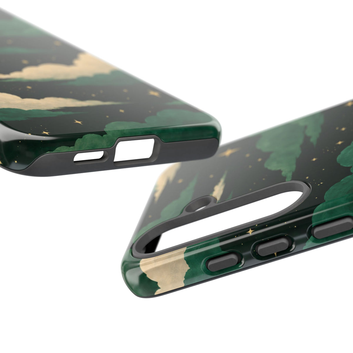 Illustrated Emerald Green Clouds & Stars Phone Case