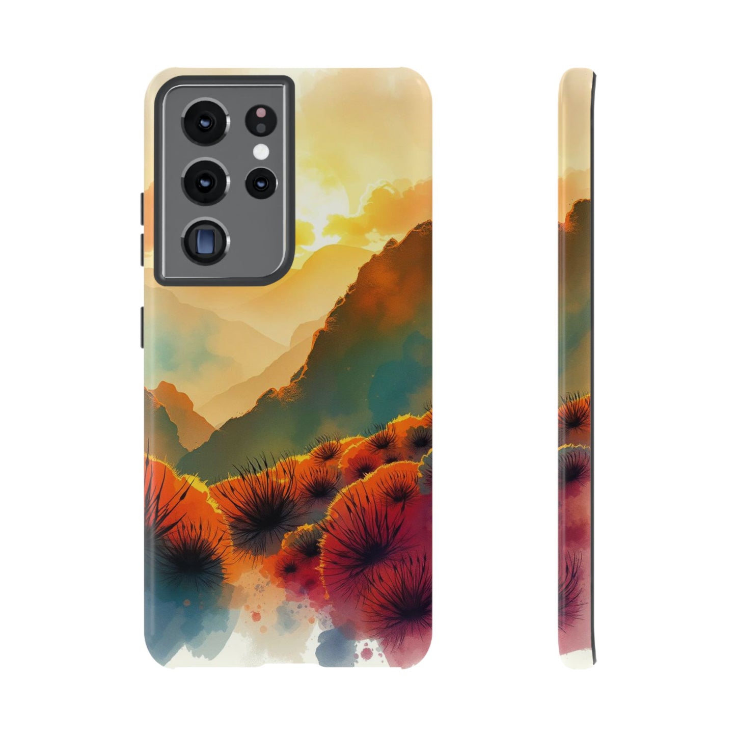 Samsung Galaxy S21 Ultra / Glossy Phone Case - Ideallic Watercolour Sunset Design Phone Case