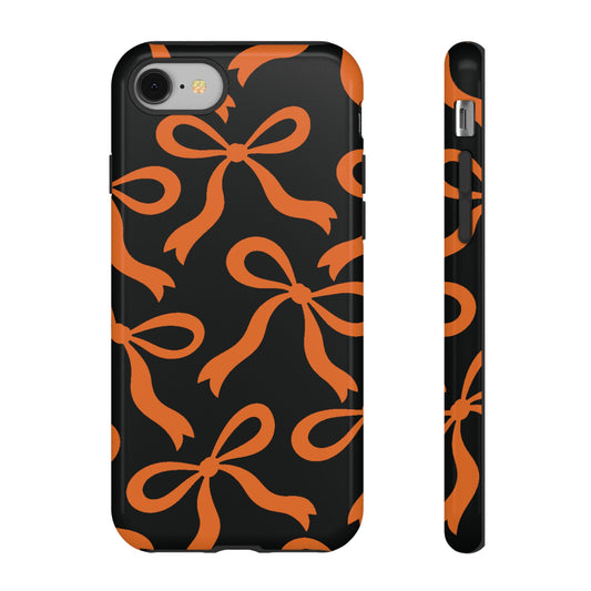 Bold Black and Burnt Orange Bow Pattern Phone Case - Black Phone Case - iPhone 8 / Glossy