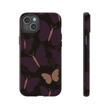 iPhone 15 Plus / Glossy Phone Case - Minimalist Purple Butterfly Pattern Phone Case