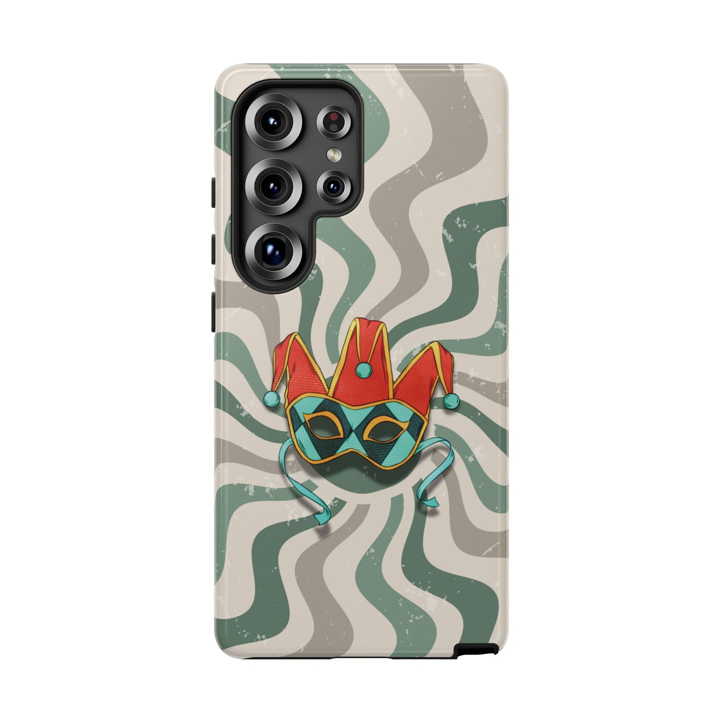 Samsung Galaxy S25 Ultra / Glossy Phone Case - Venetian Jester Mask – Green Retro Soft Revival Phone Case