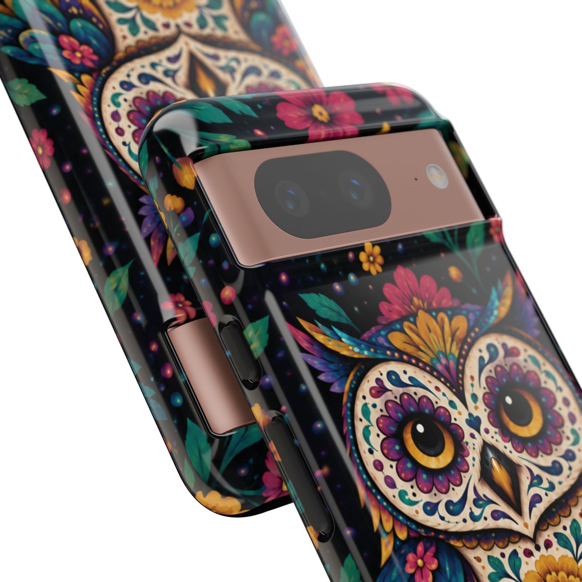 Vibrant Purple and Teal Calavera Owl Phone Case - Multicolor Phone Case