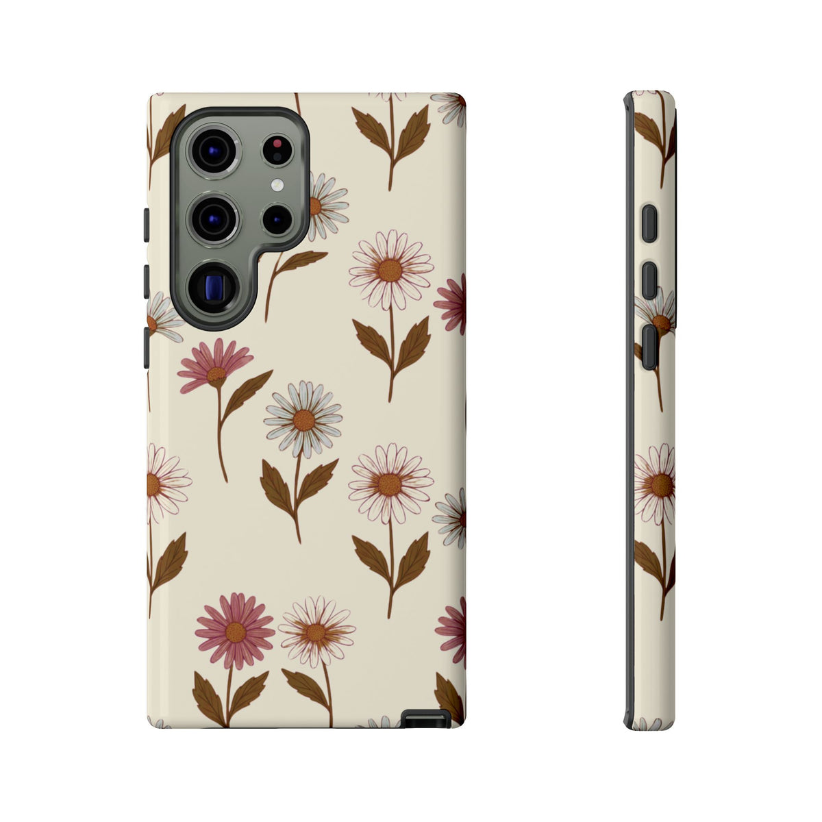 Pretty Cream & Rose Daisy Pattern Phone Case