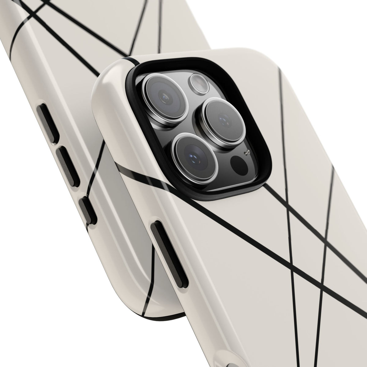 Abstract White with Black Lines Phone Case - White Phone Case