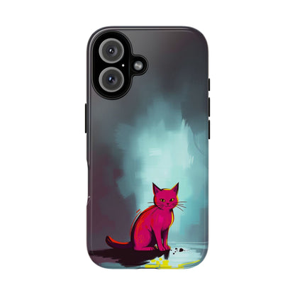 iPhone 16 / Glossy Phone Case - Pop Art Moody Cat Design Phone Case