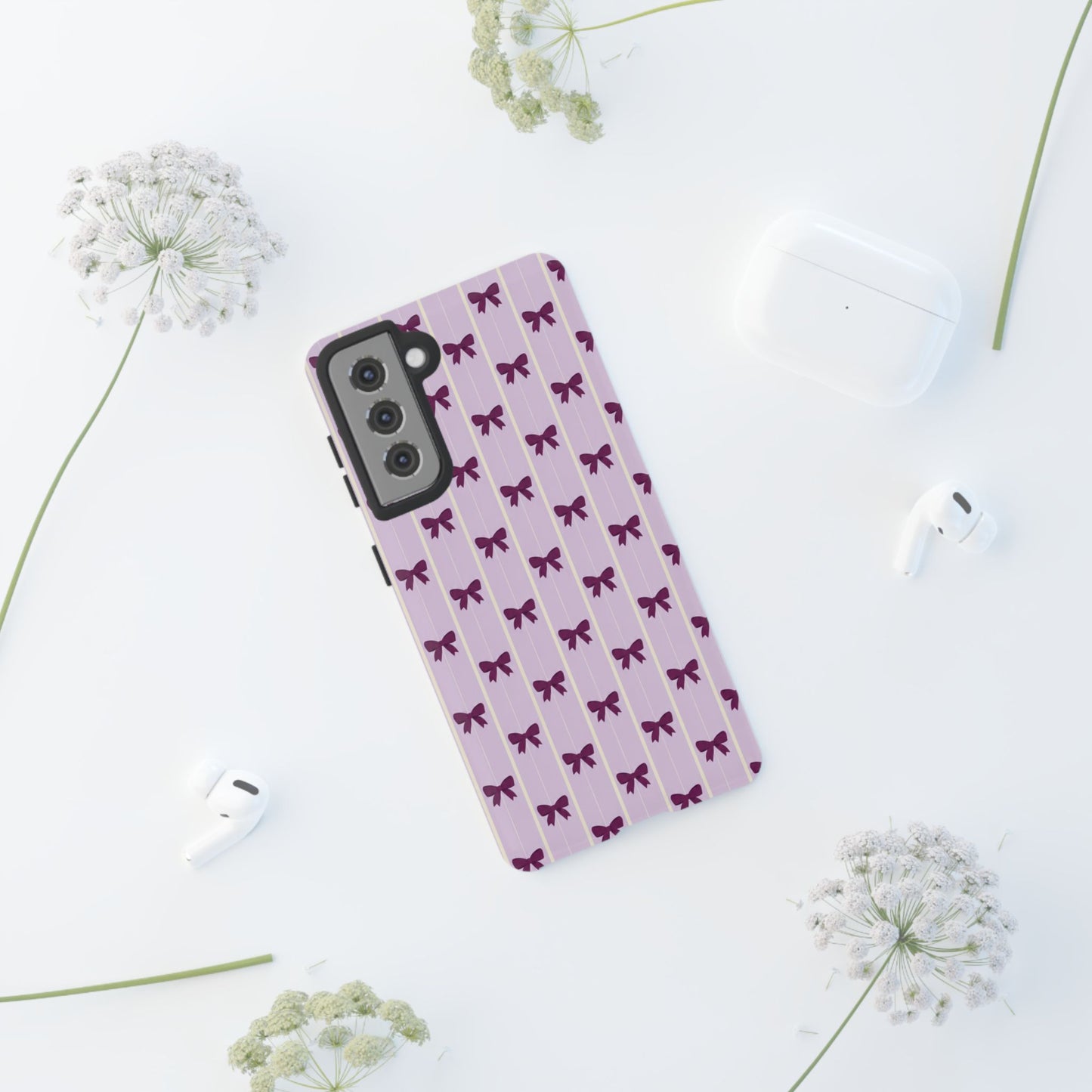 Retro Plum Purple Bow Pattern Phone Case