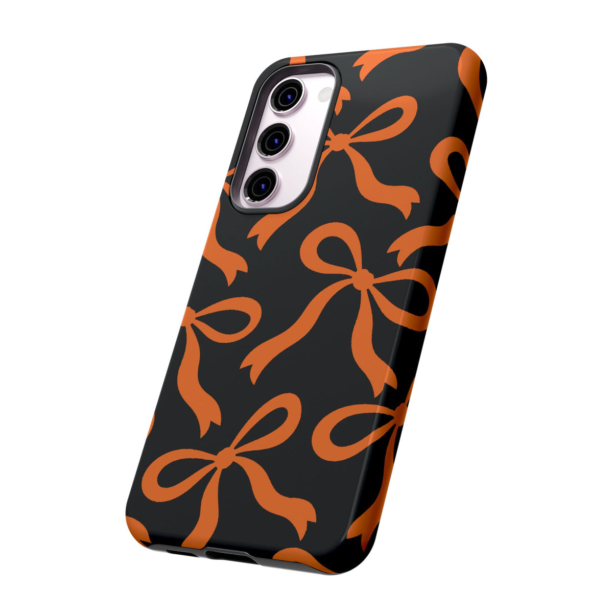 Bold Black and Burnt Orange Bow Pattern Phone Case - Black Phone Case
