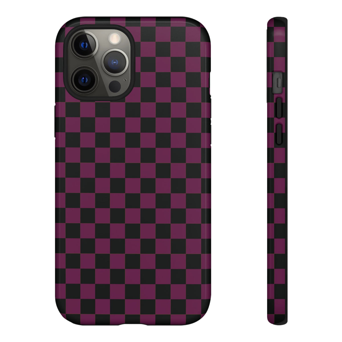 Trendy Plum & Black Small Checked Pattern Phone Case - Purple Phone Case - iPhone 12 Pro Max / Glossy