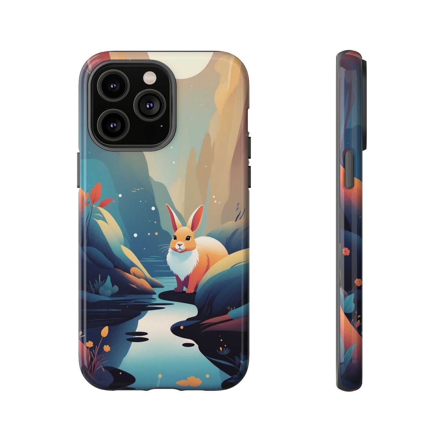iPhone 14 Pro Max / Glossy Phone Case - Stylised Rabbit Design Phone Case