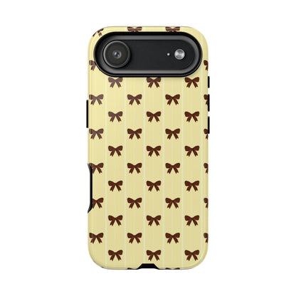 Retro Chocolate Brown Bow Pattern Phone Case