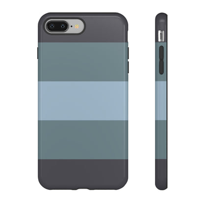 iPhone 8 Plus / Glossy Phone Case - Shades of Blue Horizontal Stripe Pattern Phone Case