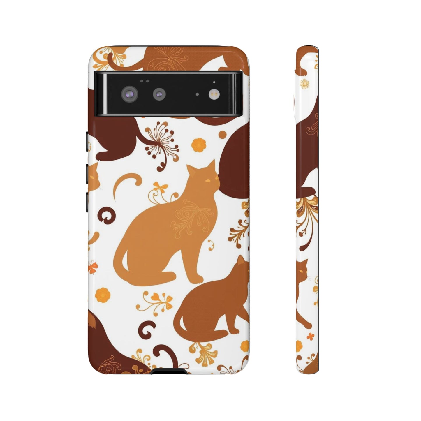 Google Pixel 6 / Glossy Phone Case - Abstract Cat Pattern Phone Case