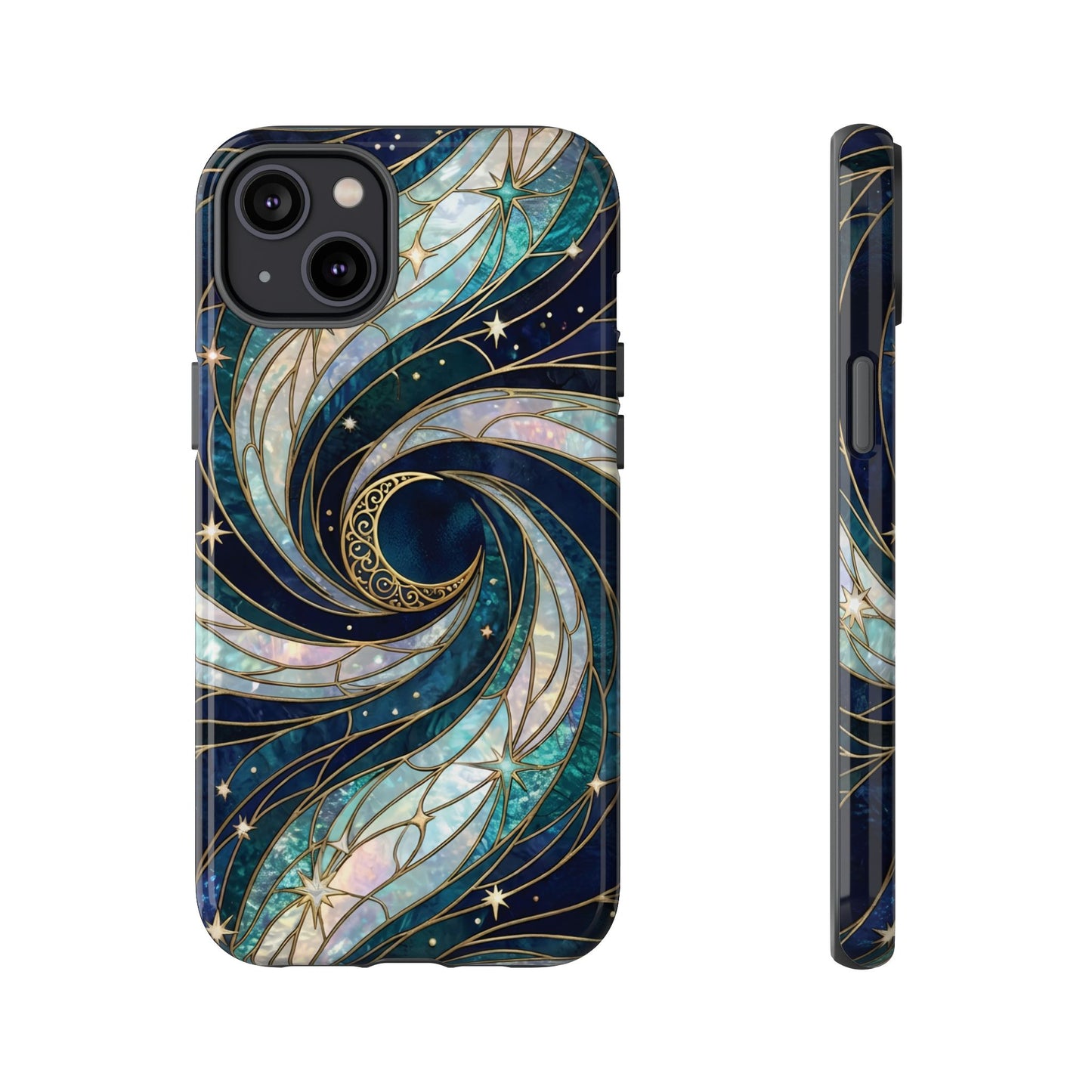 Elegant Navy & Teal Celestial Swirl Phone Case