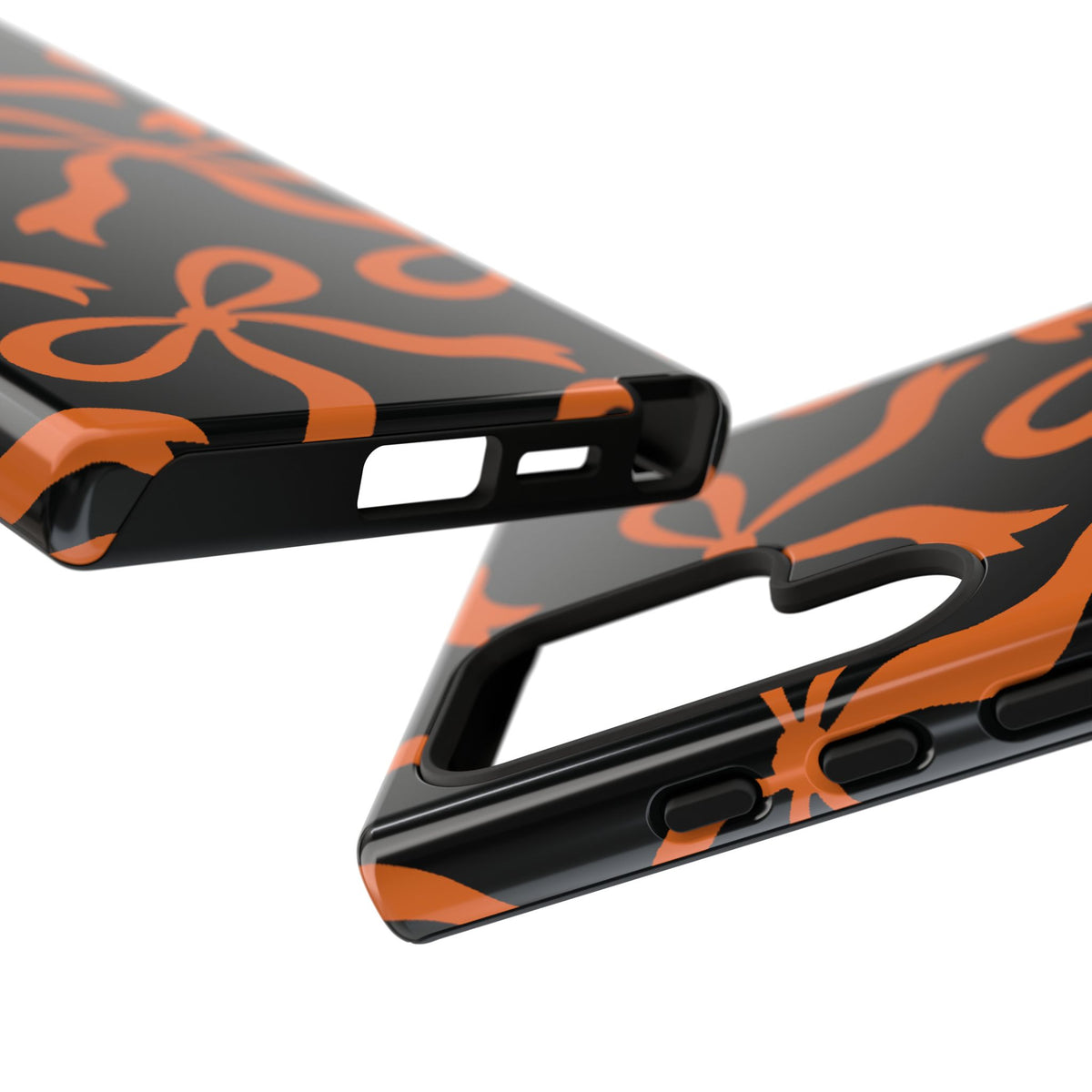 Bold Black and Burnt Orange Bow Pattern Phone Case - Black Phone Case