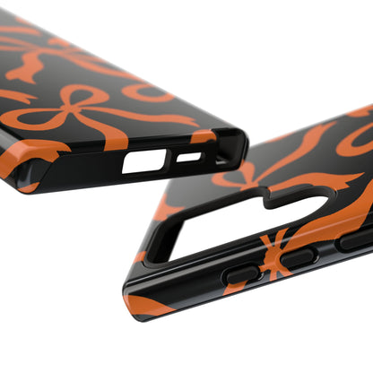Bold Black and Burnt Orange Bow Pattern Phone Case - Black Phone Case