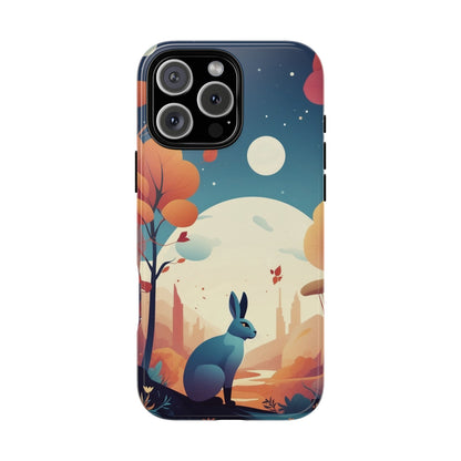 iPhone 16 Pro Max / Glossy Phone Case - Stylised Blue Hare Design Phone Case
