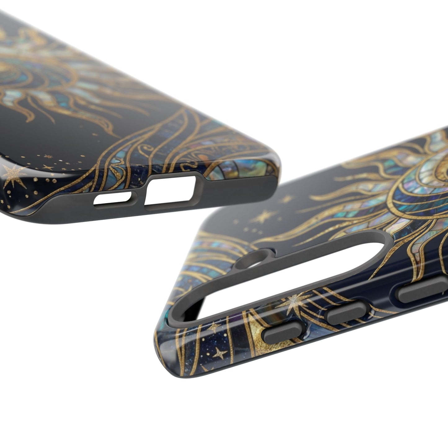 Elegant Navy & Gold Solar Spiral Phone Case