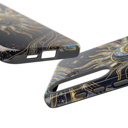 Elegant Navy & Gold Solar Spiral Phone Case