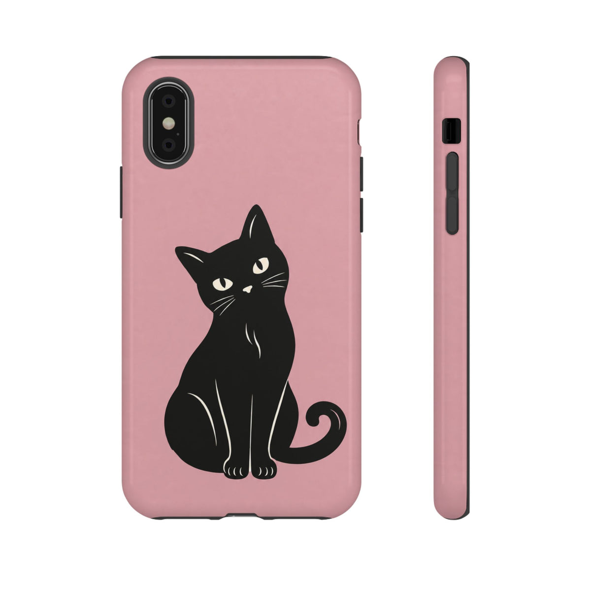 Minimalist Blush Pink & Black Cat Phone Case