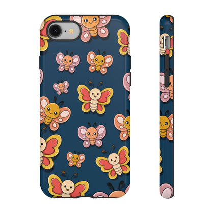 Dark Blue Butterfly Sticker Design Phone Case - Blue Phone Case - iPhone 8 / Glossy