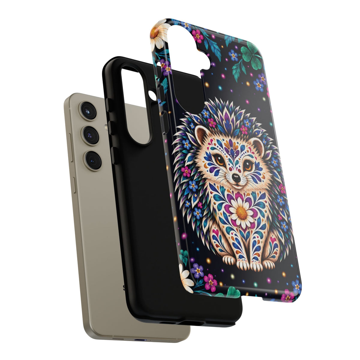 Vibrant Purple and Teal Calavera Hedgehog Phone Case - Multicolor Phone Case