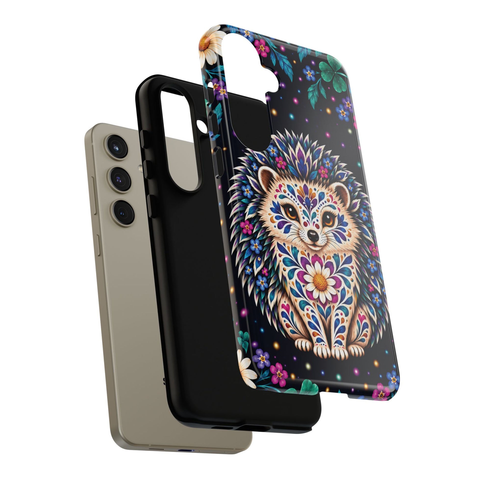 Vibrant Purple and Teal Calavera Hedgehog Phone Case - Multicolor Phone Case