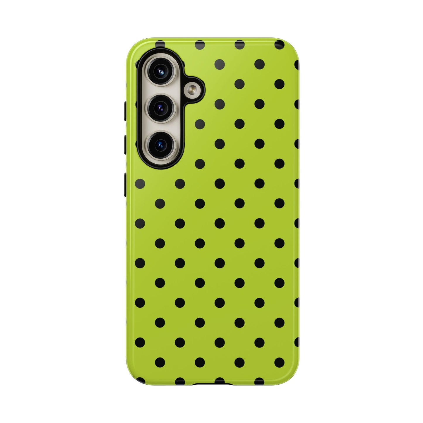 Trendy Neon Lime Green & Black Dot Pattern Phone Case