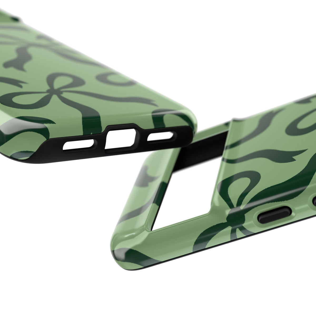 Bold Sage Green and Forest Green Bow Pattern Phone Case - Green Phone Case
