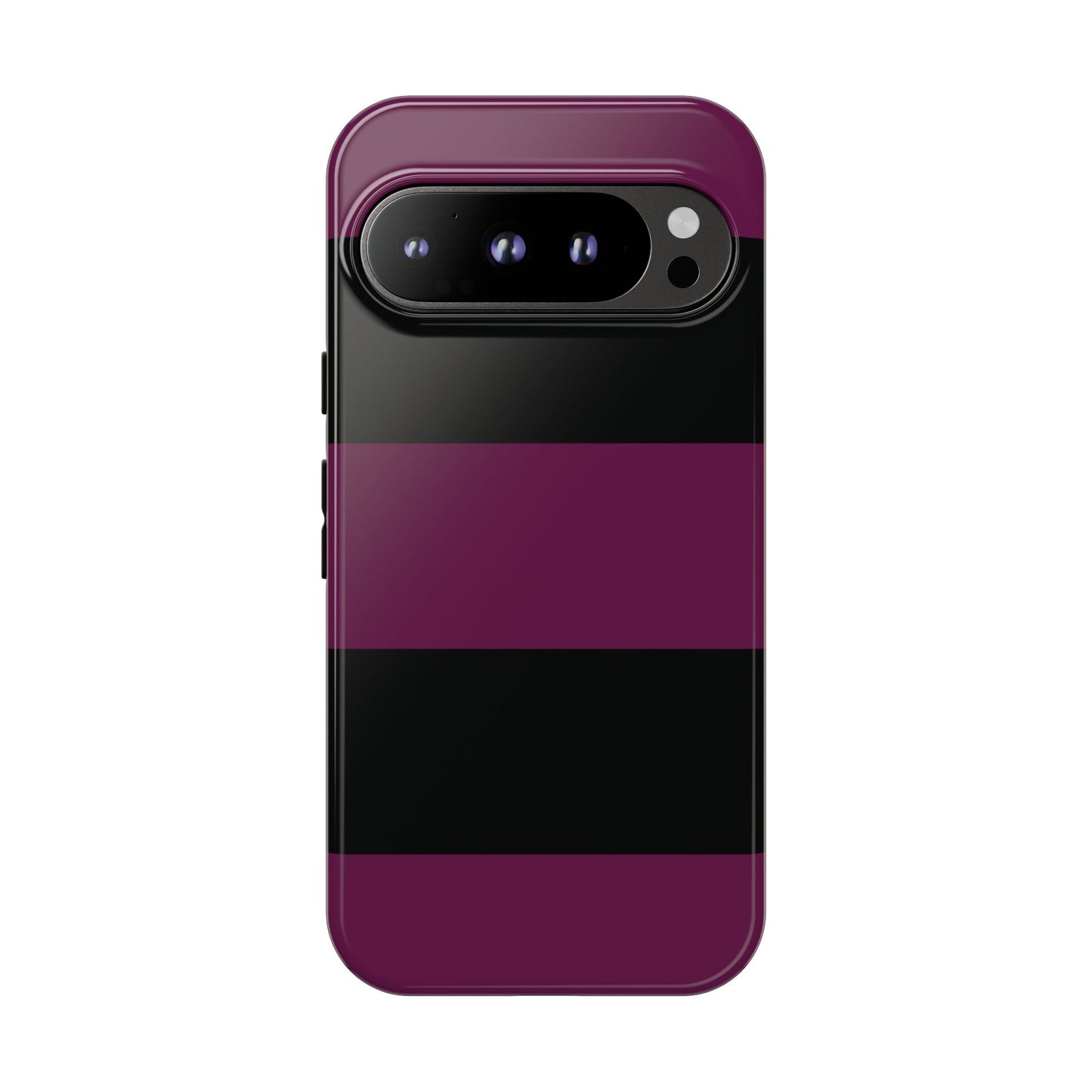 Google Pixel 9 Pro / Glossy Phone Case - Purple & Black Horizontal Stripe Pattern Phone Case