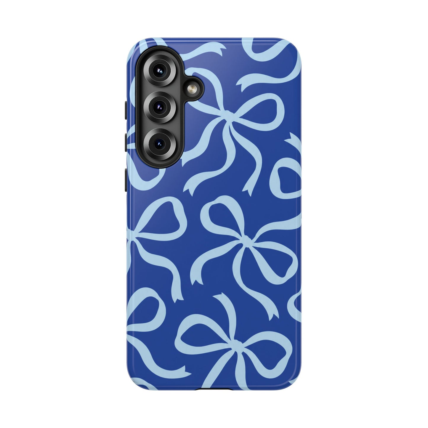 Bold Cobalt Blue and Powder Blue Bow Pattern Phone Case