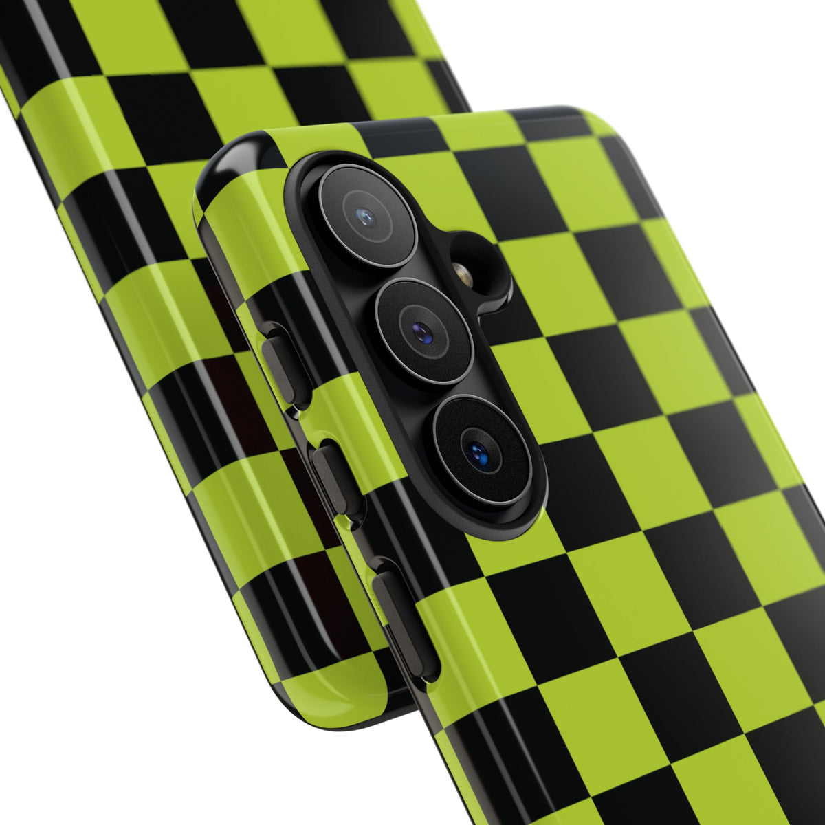 Trendy Neon Lime Green & Black Checked Pattern Phone Case - Green Phone Case