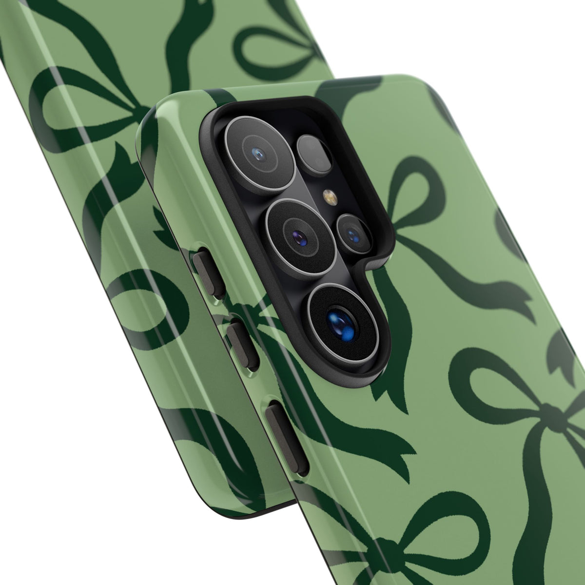 Bold Sage Green and Forest Green Bow Pattern Phone Case - Green Phone Case
