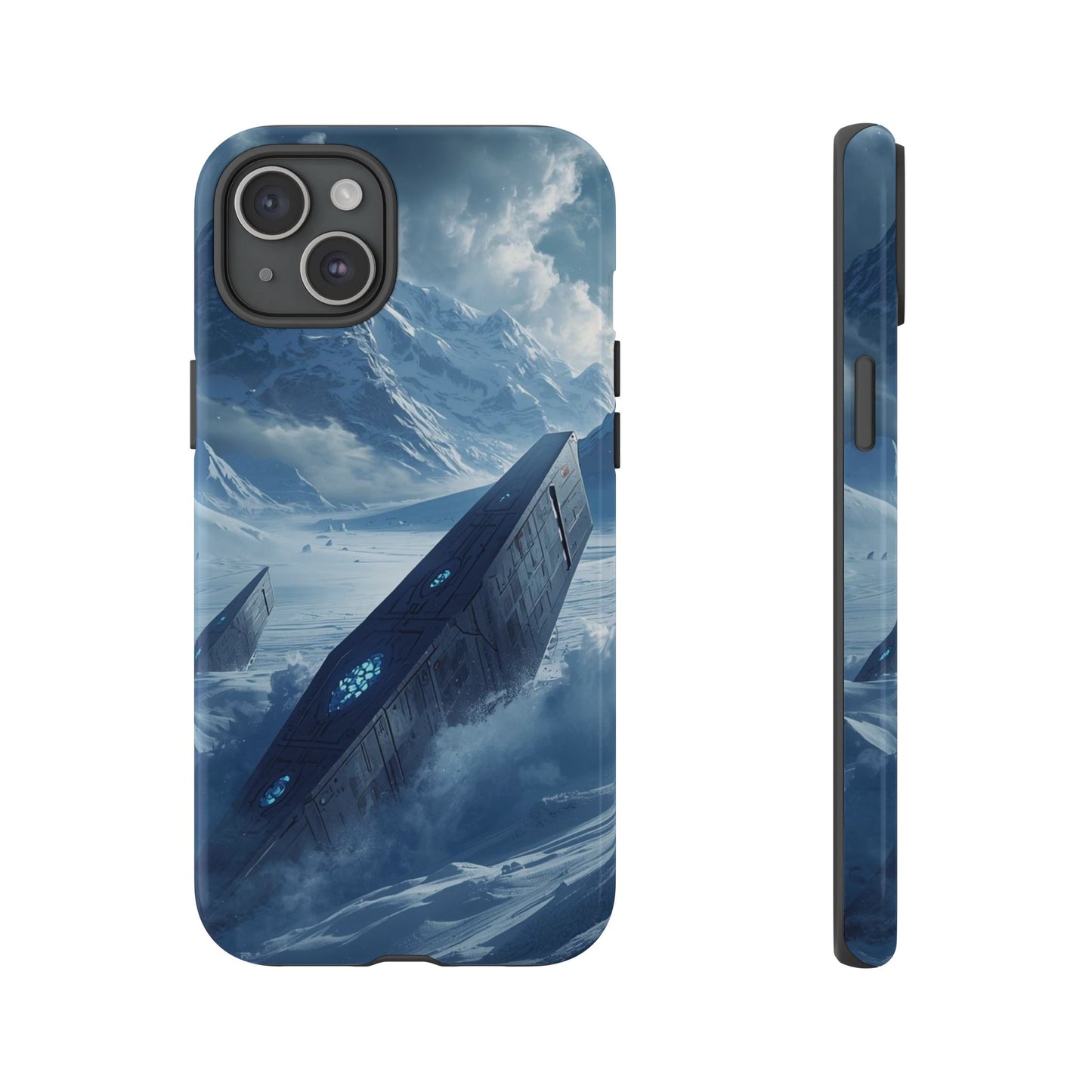 iPhone 15 Plus / Glossy Phone Case - Frozen Alien Wreckage Sci-fi Phone Case