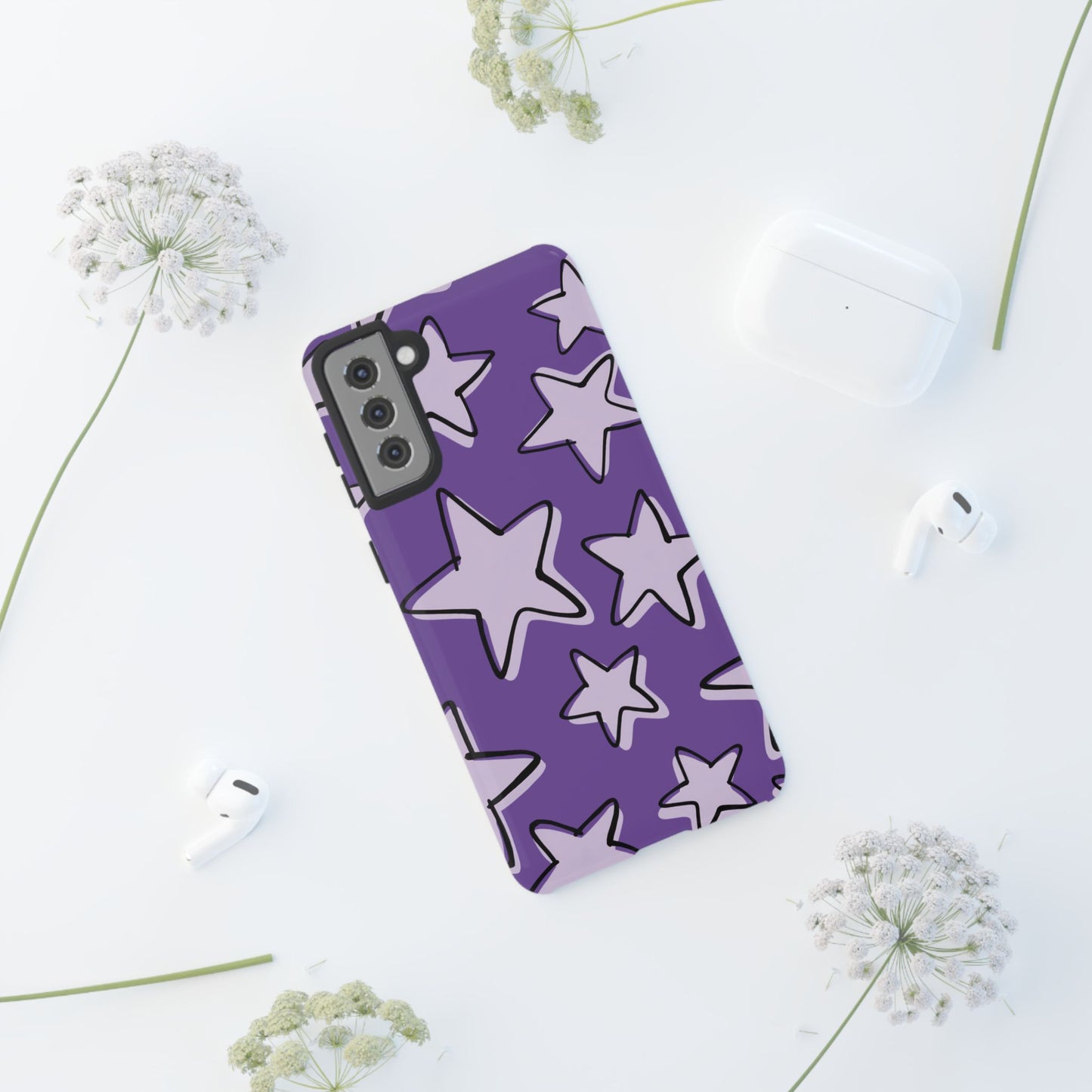 Violet Purple Doodle Star Phone Case